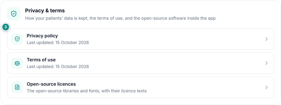 Privacy & terms in About